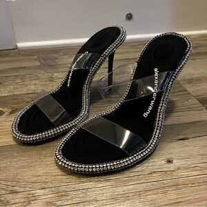 Alexander Wang Kira Logo-detailed Crystal-embellished Pvc Mules